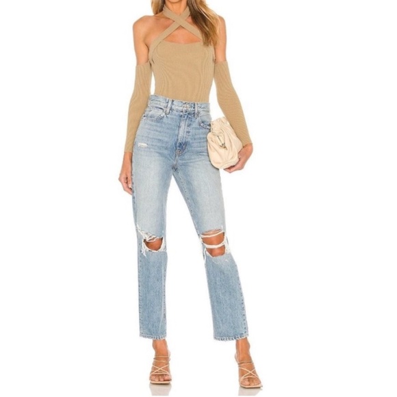 Revolve NBD Eva Off Shoulder Ribbed Top Taupe Size Large New with Tag - Picture 4 of 13